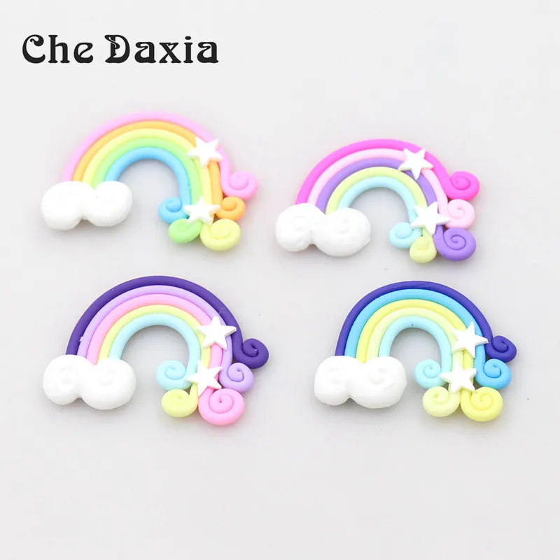

Mixed color 10PCS/Pack Rainbow clouds Fimo Cabochon For DIY Children's Headband Accessories phone case decoration Fitting