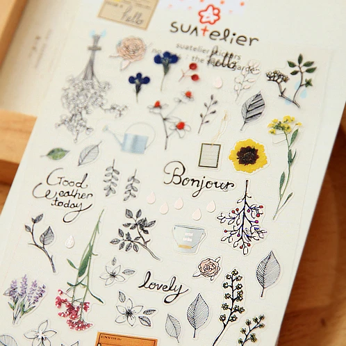 

Cute Korean Vintage PVC Sticker DIY Deco Flower scrapbooking planner stickers/sticky notes/filofax/papeleria/office supplies