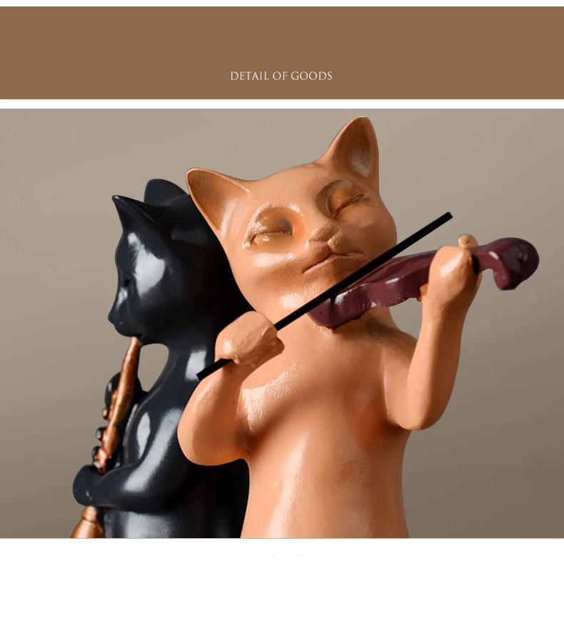 VILEAD 3 шт./компл. смолы фигурка кошки музыканта статуя кота скрипки Скульптура милые животные миниатюрный скрипач Винтаж домашний декор