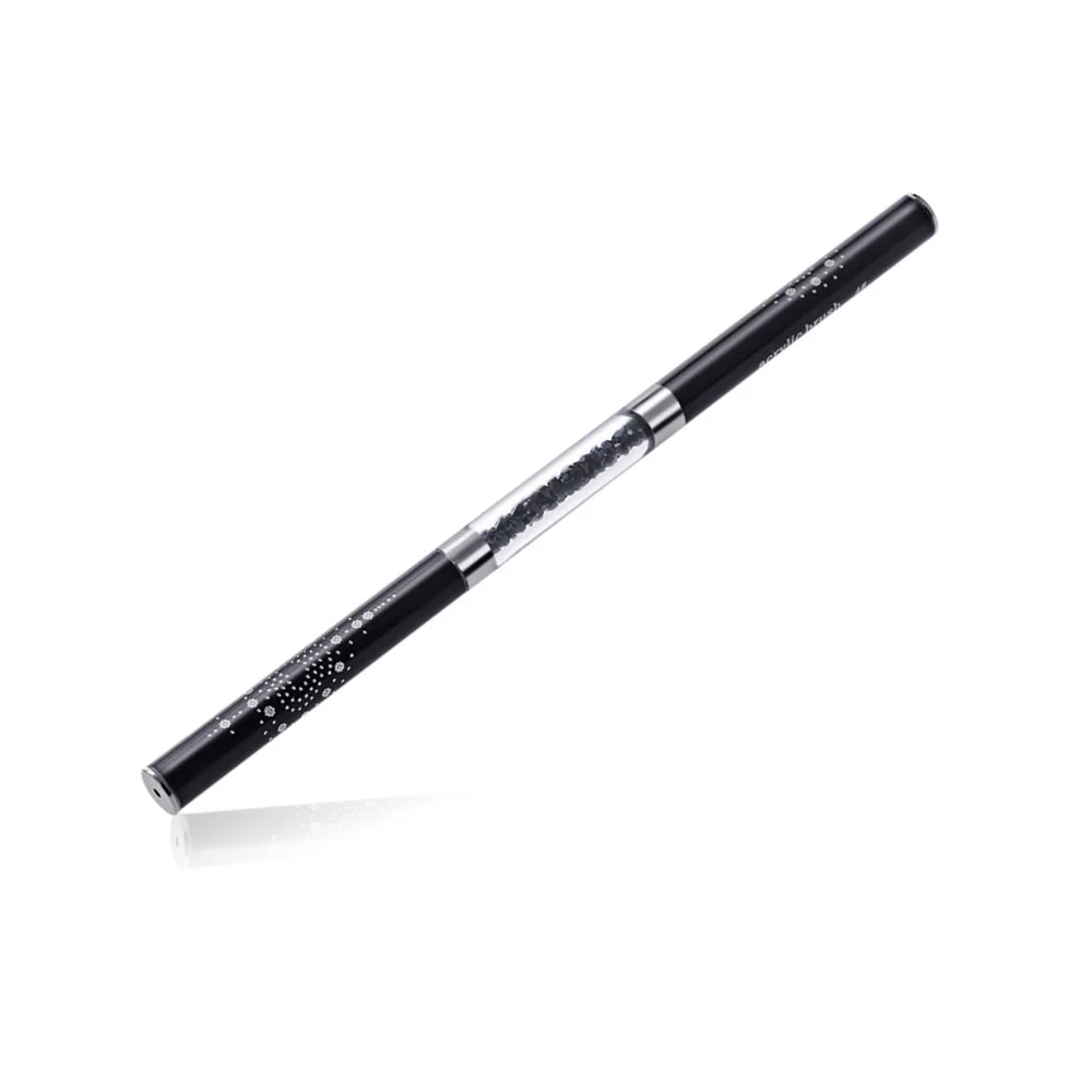 Высококачественная 1 шт. УФ-гелевая ручка со стразами для ногтей двухсторонняя акриловая ручка с кисточкой из полимерного материала DIY - Цвет: Черный