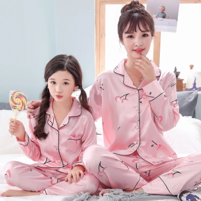 Г. Модные одинаковые комплекты для семьи; Шелковая детская пижама с длинными рукавами; одежда для мамы и дочки; одежда для сна для сына; пижамы - Color: CQT hx 16fenyingtao
