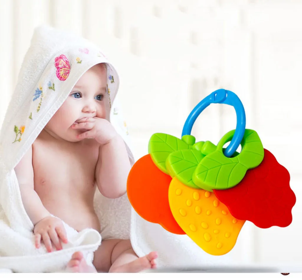 

Fruit Kid Baby Teether Food Grade Silicone Soother Chewable Teething Toy Children's educational toys