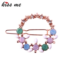 KISS ME круглые парики женские Подарочные красочные уникальный кристалл белый узор на эмали Заколки модные ювелирные аксессуары