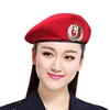 High-Q Men Women Wool Felt Berets Metal Badge Decor Sailors Dance Performance Hat Trilby Military Fans Army Cap Adjustable 2