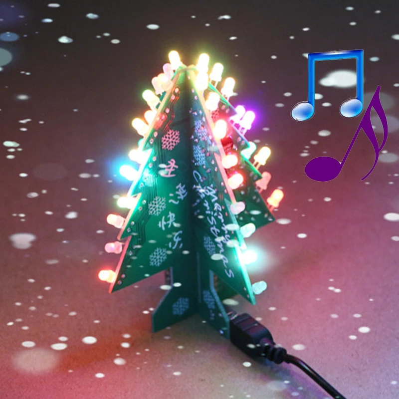

Music 3/7 Color Colorful Flashing Light Christmas Tree DIY Kits Flash Electronic Assembly Parts Funny Christmas Gift Song 3D