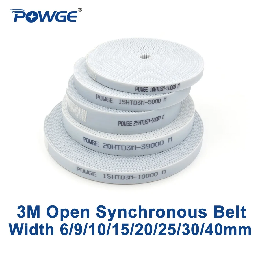 

POWGE Arc HTD 3M Open timing belt Width 6/9/10/15/20/25/30/40mm Polyurethane steel PU 3M-15mm HTD3M Synchronous belt Laser CNC