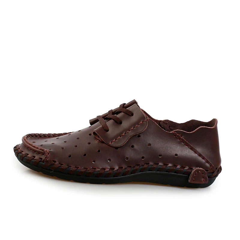 Летняя мужская обувь высокого качества; Роскошные Брендовые мужские туфли на плоской подошве с дырками; Лоферы ручной работы; большие размеры 38-48