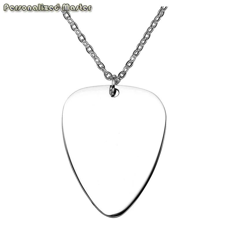 Personalized Master Customized Pendant Engraved Guitar Pick Necklace Stainless Steel DIY Charm Pendant Jewelry for Musician afbeelding