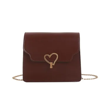 

Red Flap Handbags bolsas feminina Women Ladies Fashion Heart Metal Shoulder Tote Handbag Crossbody Bag pochette femme#C