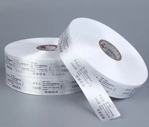 

wholesale (1000 pieces/lot) customized garment satin Printed Care label& Size labels with trademark/logo in roll