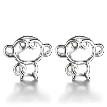 

Pierced earrings new 2016 Ms. monkey vintage jewelry high quality factory wholesale Silver