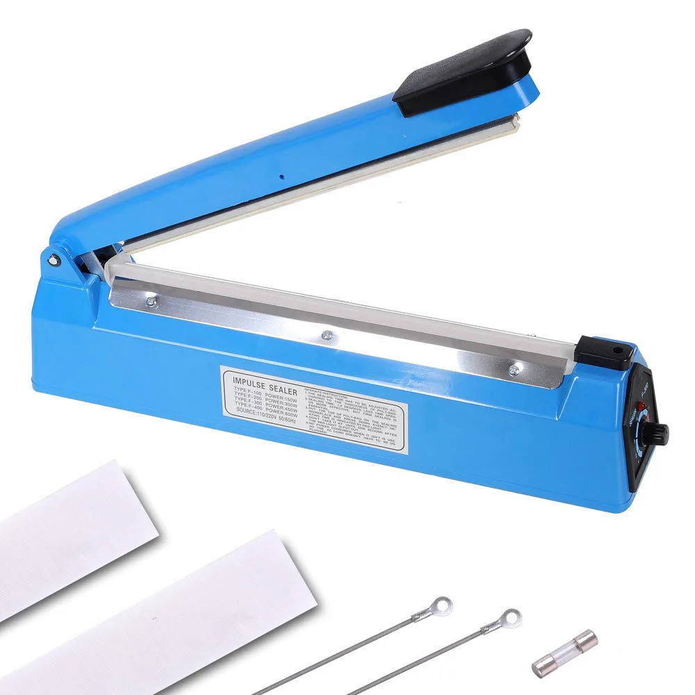 12" Impulse Heat Poly Bag Sealer Plastic Closer Machine Teflon Sealing