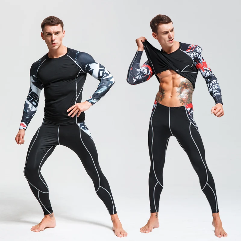 Мужская и wo Мужская Бодибилдинг футболка rashguard mma с длинным рукавом Топы И Футболки Фитнес Спортивный костюм колготки компрессионная