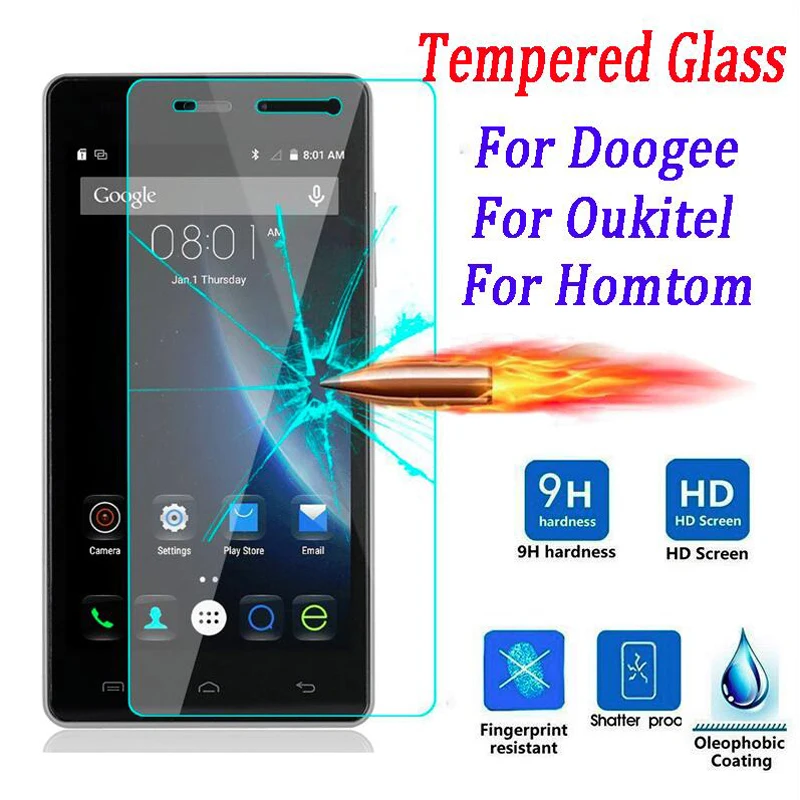 0.26mm Premium Screen Protector Film Tempered Glass For DOOGEE X5 Max Pro X6 Y300 Y100 Homtom ht3 ht6 ht7 Oukitel K4000 K6000