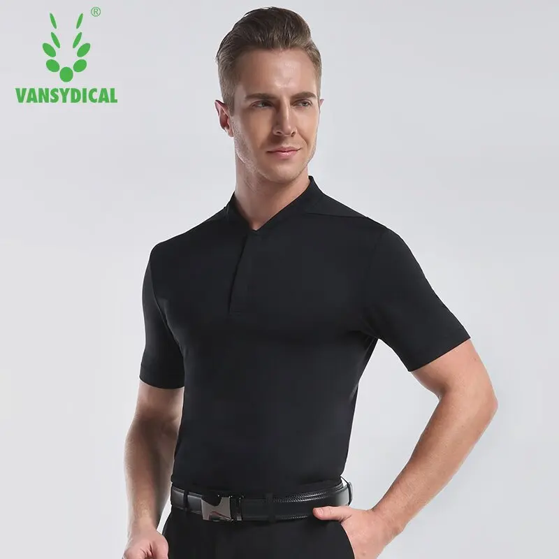 Vansydical الرياضة بولو شيرت القمم قمصان قمصان رجالية قصيرة الأكمام سريعة الجافة في تجريب تنس الريشة الرياضية