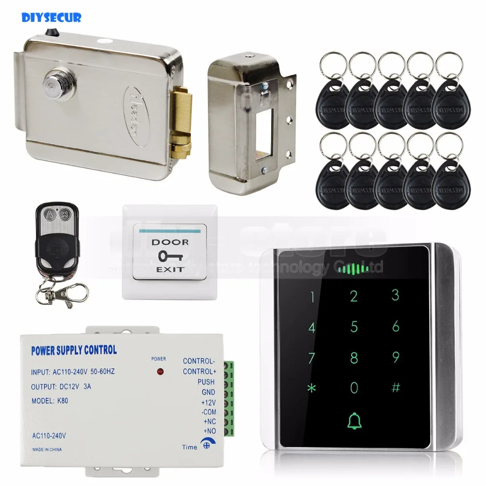

DIYSECUR 125KHz RFID Reader Password Keypad + Electric Lock + Wireless Remote Control Access Control System Security Kit