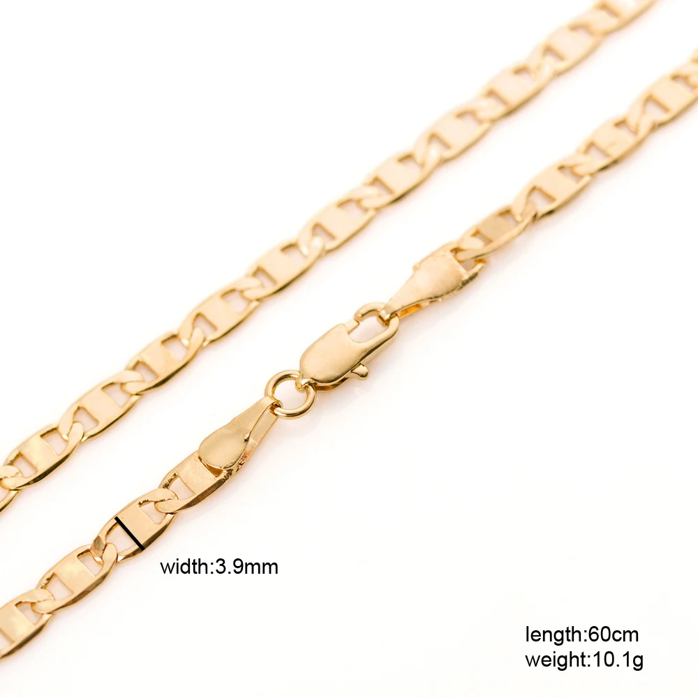 

Drbonham long 60cm 4mm 18KGF gold filled stainless steel flat anchor chain necklace for pendant men punk boys summer link chain