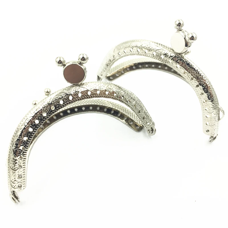 

1Pc Kiss Clasps Lock Coin Purse Bags Handbag Handle Silver Tone Mouse Head Arch Metal Frame 85mm