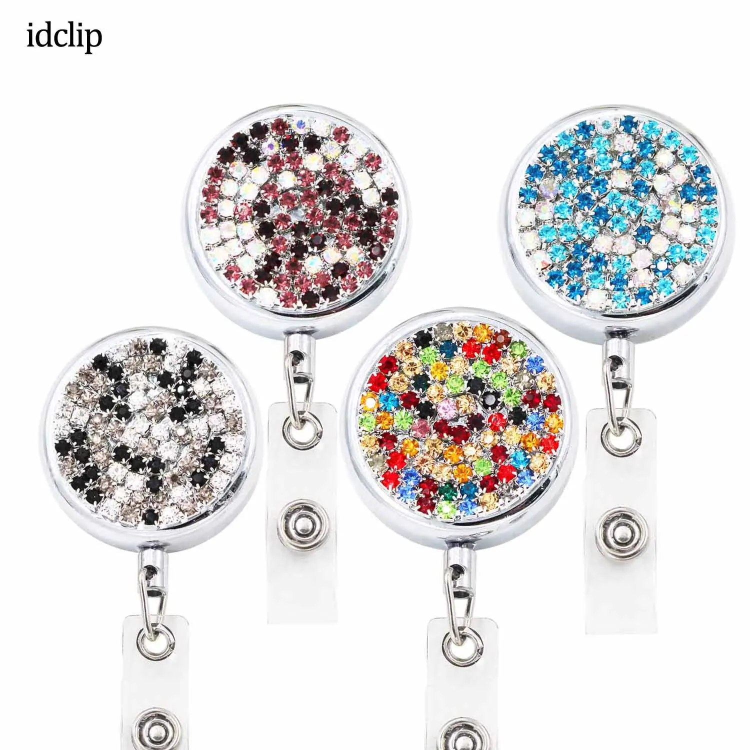 Idclip 3 см Кристалл Bling Выдвижной Значок катушка Ключ ID держатель для карт id Зажим