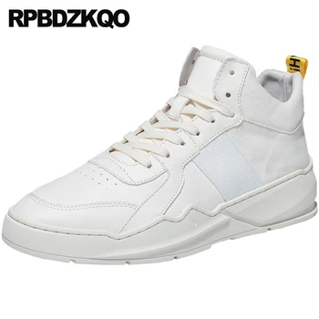 

genuine leather skate hip hop white street style trainers breathable sneakers men shoes casual high top fashion platform real