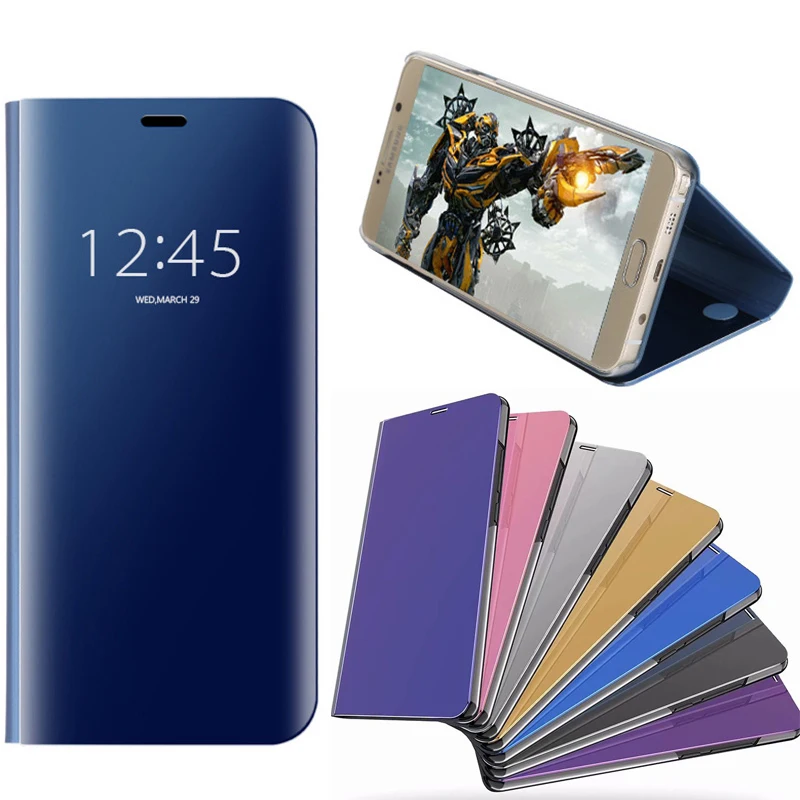 

Luxury Flip Cover for Xiaomi mi6 Leather Smart Chip Case For Xiaomi mi 6 Clear View Standing Mirror Case for Xiaomi 6 Cover Case
