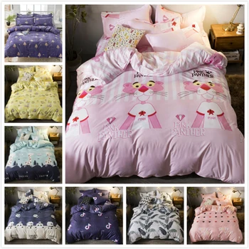 

Pink Stripe Cute Animal Pattern Duvet Cover 3/4 pcs Bedding Set Adult Kids Child Bed Linen Single Full Queen King Size 150x220cm