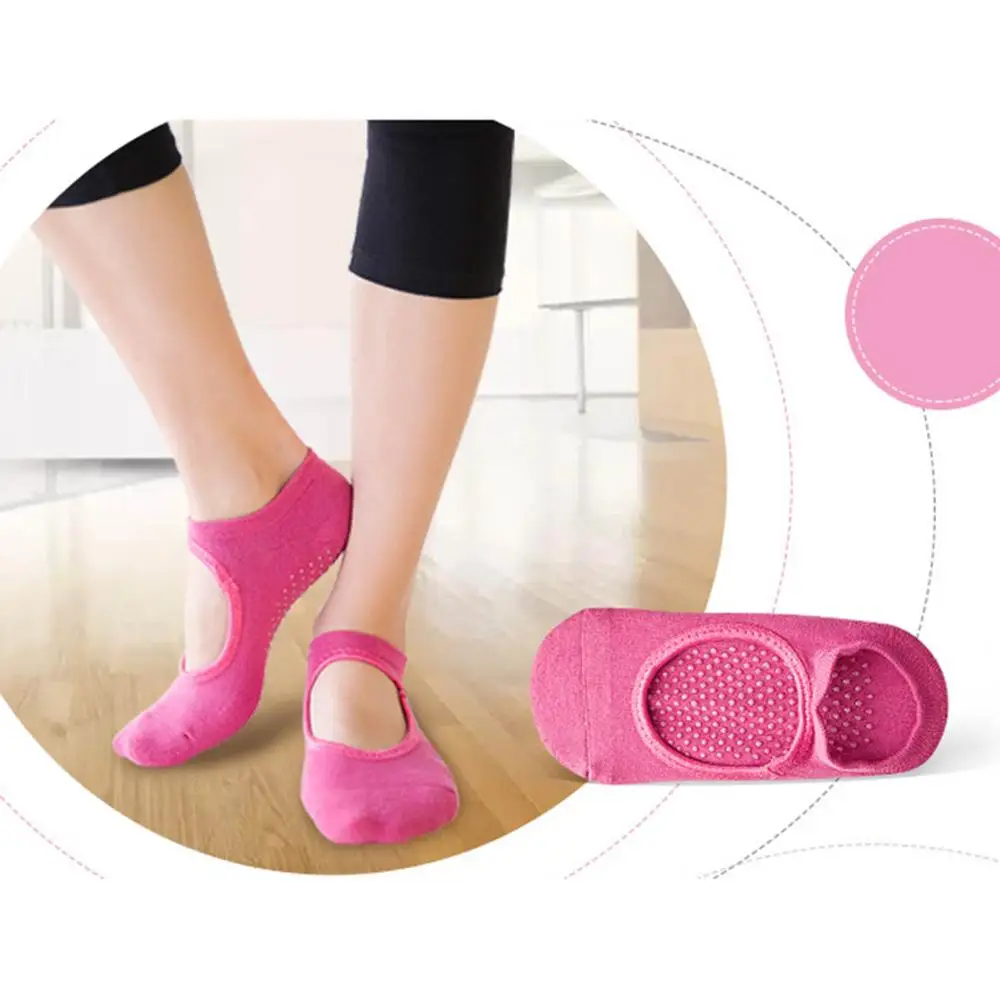1 пара спортивных носков, хорошая гибкость, дышащие хлопковые носки для йоги, для танцев, фитнеса, спортивной одежды, аксессуары, размер 34-39 - Цвет: rose red