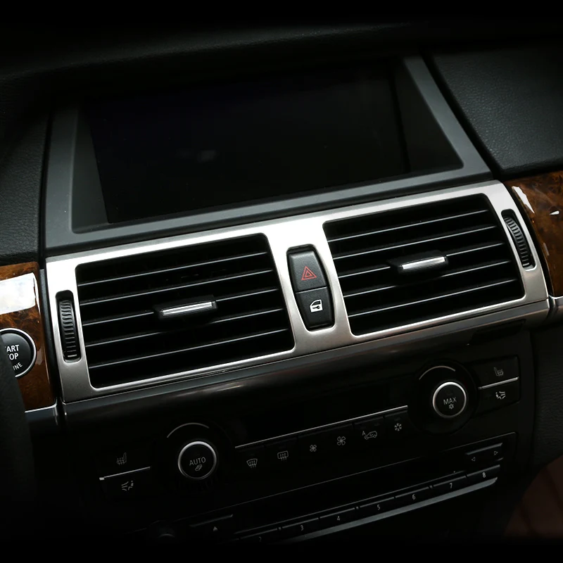 

Stainless Steel Middle Console Air Conditioner Vents Decorative Frame Navigation Cover Trim Car Styling For BMW X5 E70 X6 E71