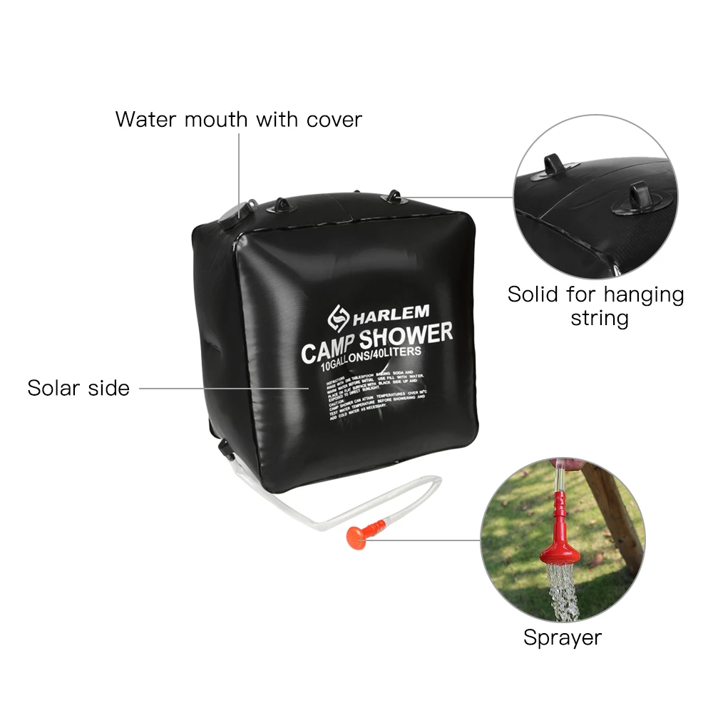 Outdoor Shower Bathing Bag Portable Solar Heated Shower Bag Traveling M3Q3 