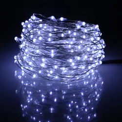 49ft 15 м 300 светодиоды Рождество Фея огни серебро Провода теплый белый Гирлянды светодиодные фары Звездное + Адаптеры питания (ЕС