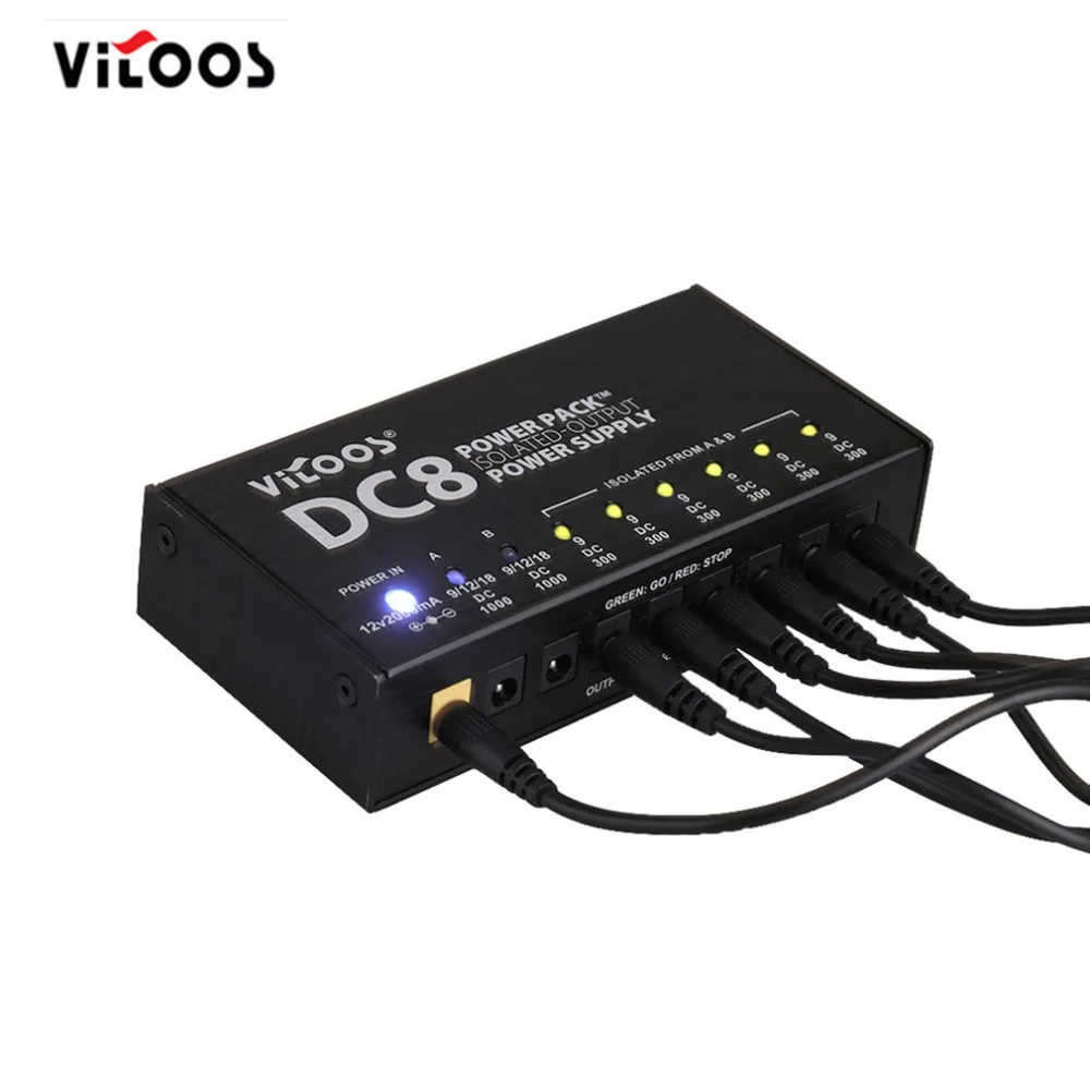 

Vitoos Guitar Effect Pedals Power Supply Eight Isolated Output (6Way DC 9V & 2 Way 9v/12v/18vSwitching ) Voltage Protection