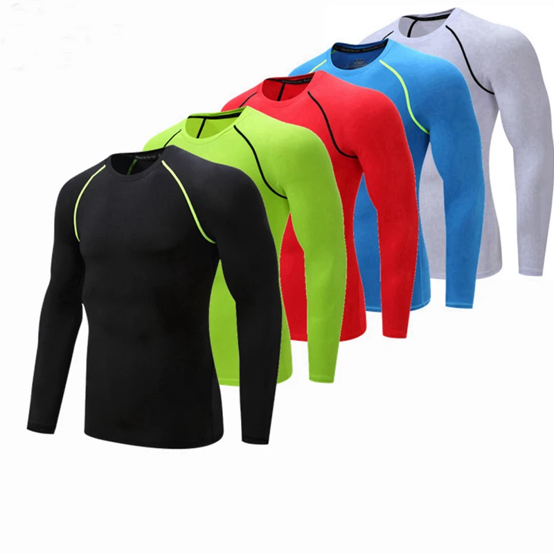 deportiva de manga larga para hombre, ropa térmica para culturismo, gimnasio, secado rápido|Camisetas para correr| -
