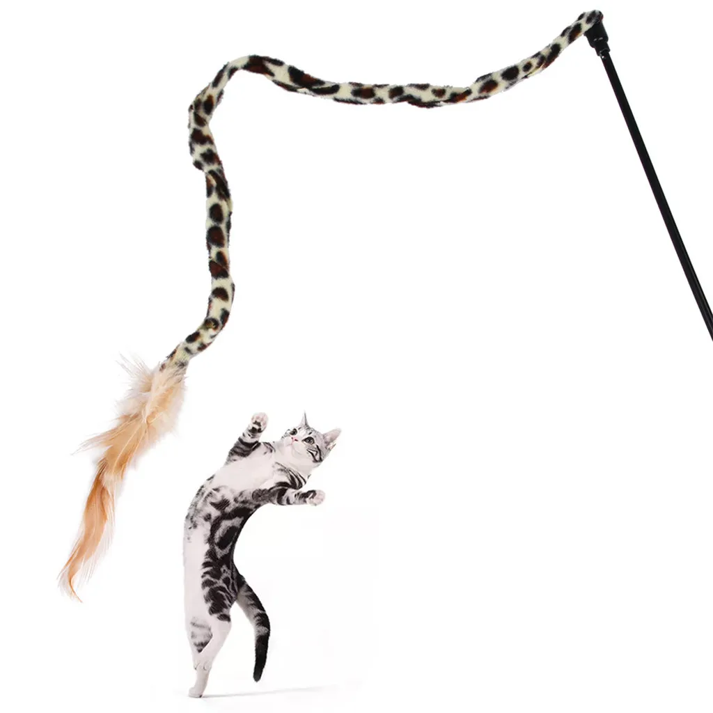 

Kitten Cat Toy Interactive Toy Soft Feather And Cat Leopard Print Toy Feathers Tease Cat Stick Gatos Productos Para Mascotas