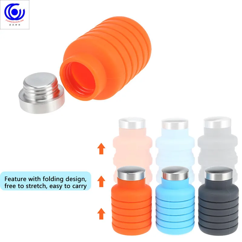 500ML Portable Silicone Water Bottle Retractable Folding Outdoor Sport Bottle