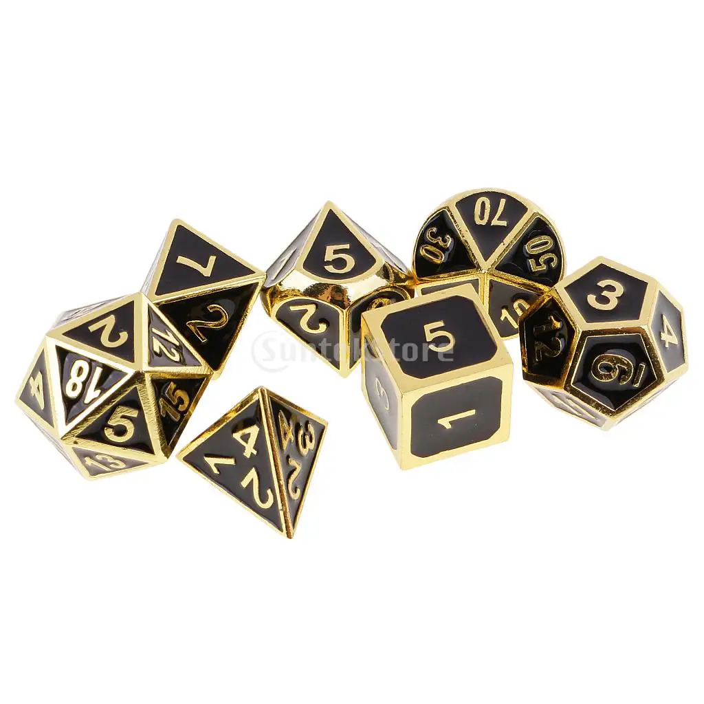 7PCS Metal Polyhedral Dice D4-D20 for Dungeons and Dragons Game &Dice Cup #1