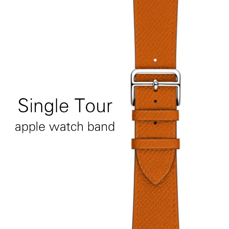 Ремешок из натуральной кожи для apple watch series 3 2 1, iwatch 4, Сменный ремень для apple watch 5 40 мм 44 мм - Цвет ремешка: 4Orange