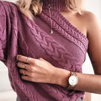 

Women Polyester Cotton Sweaters And Pullovers Time-limited Sweater Poncho 2019 Fall/winter New Europe America Sexy Strapless
