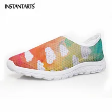 INSTANTARTS/сетчатые туфли на плоской подошве с принтом облаков; летние дышащие кроссовки для девочек; легкие слипоны; прогулочная обувь; пляжная водонепроницаемая обувь