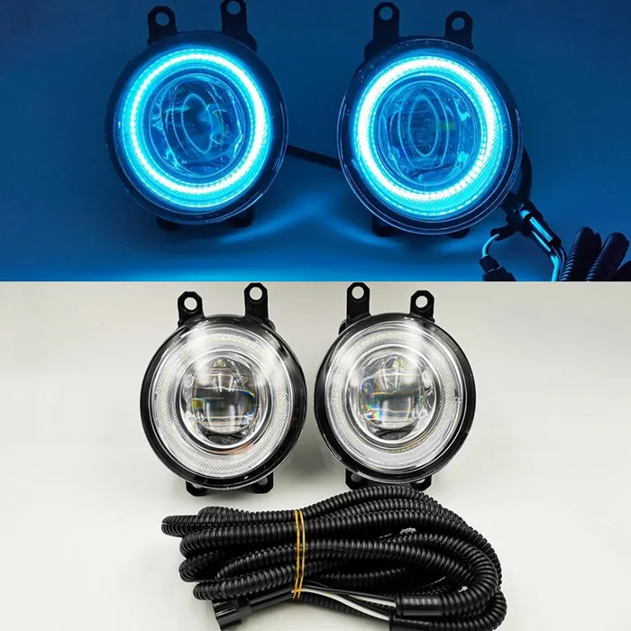 Blue Angel Eyes Автомобильный мигающий 2 шт. 12 В Автомобильный светодиодный противотуманный светильник с ангельскими глазками DRL, дневной ходовой светильник для Toyota Fortuner Vigo Revo Venza Sienta - Цвет: Blue Angel Eyes