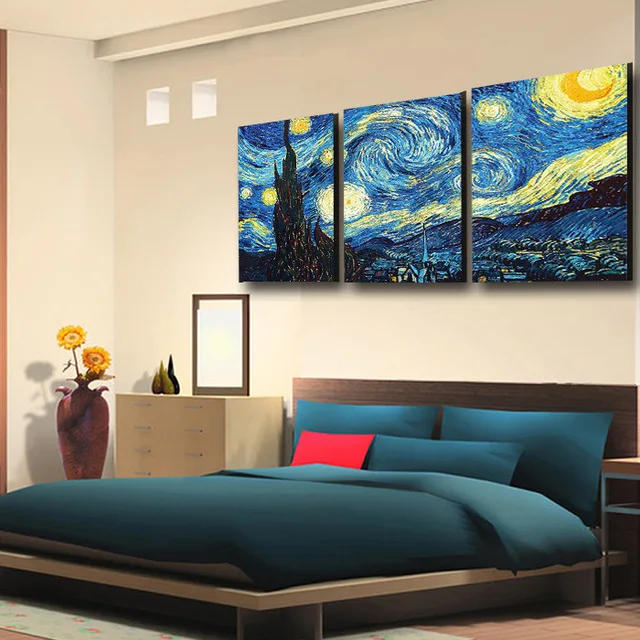 

E-CJ Canvas Painting Masters Starry Night Vincent Van Gogh prints reputation oil painting wall art picture for living room