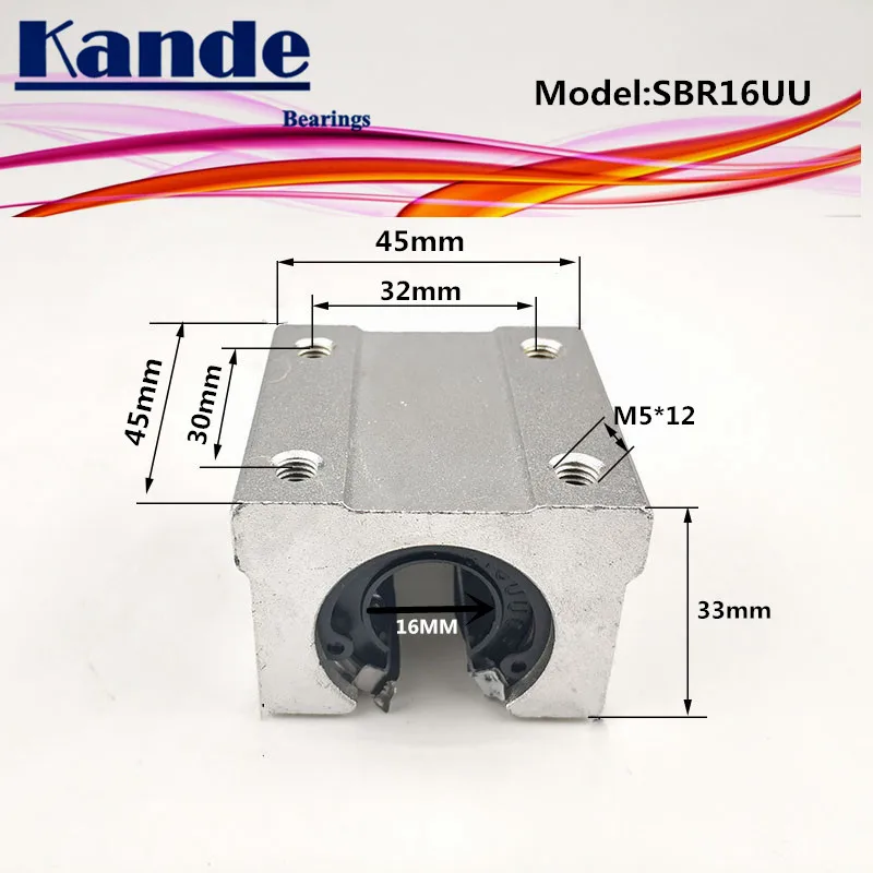 Подшипники Kande 4 шт. SBR16UU SBR16 UU открытый Подшипник блока CNC части скольжения для 16 мм