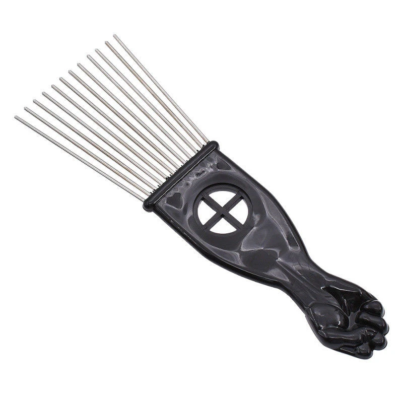 Mayitr 3 Size Black Fist Afro Metal Comb African Hair Pik Comb Brush Salon Hairdressing Hairstyle Styling Tool