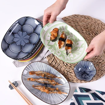 

10-inch Elliptical Ceramic Dishes Japanese Style Creative Solid Color Geometry Pure Color Fish Plate Dinner Serving Plates