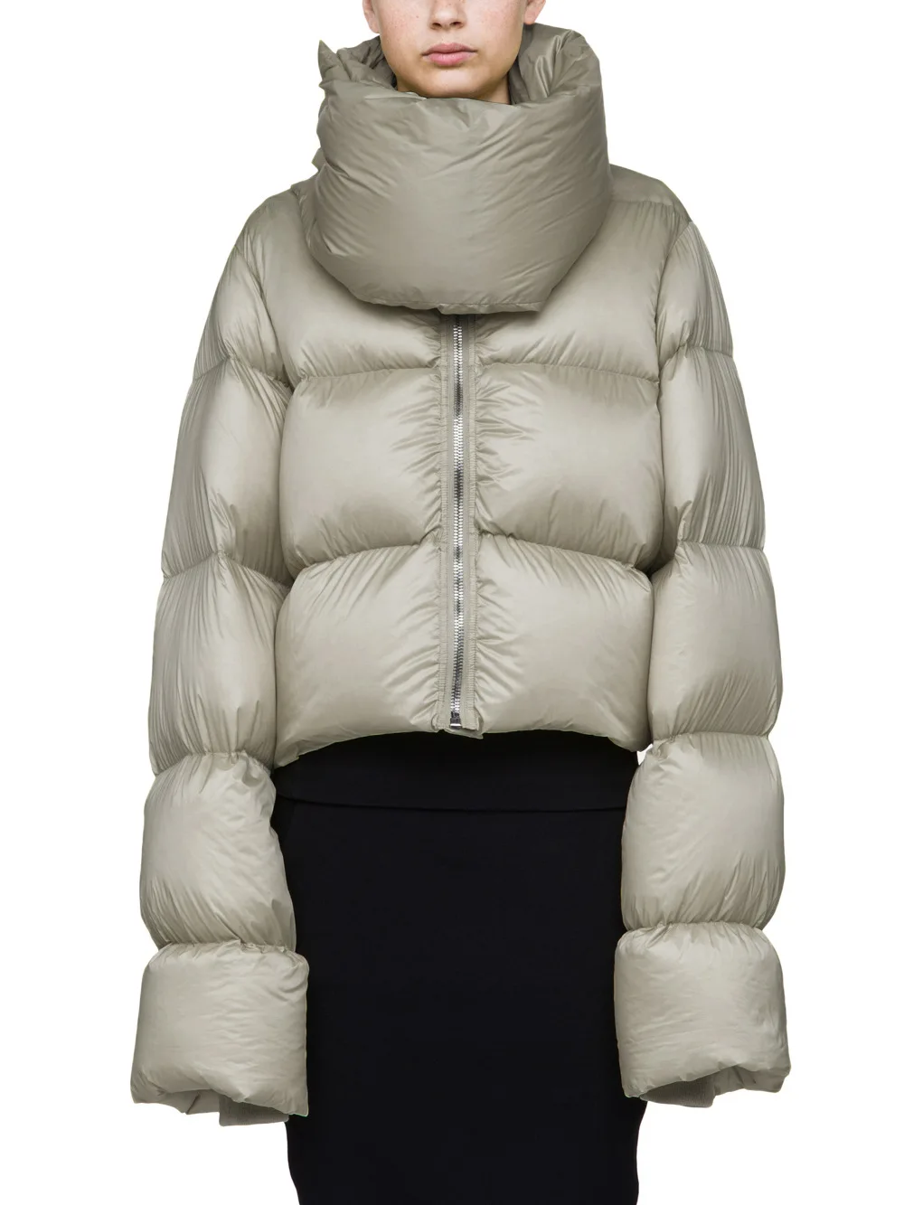 Осенне-зимняя женская короткая пушистая куртка-пуховик на молнии с белым утиным пухом супер большой воротник, тяжелое пальто xr23