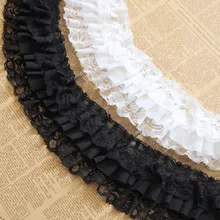 3 metros preto branco fita plissado rendas guarnição flor colar vestuário saia decoração aparar diy costura acessórios