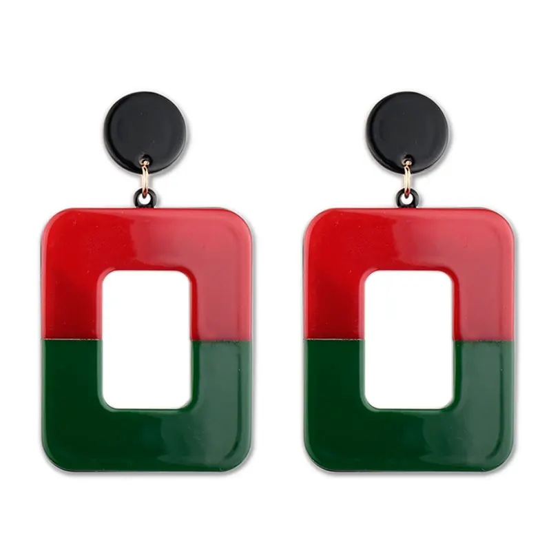 

2018 New Korean Style Hit Color Square Acrylic Drop Dangle Earrings for Women Cutout boucle d'oreille Statement Maxi Jewelry