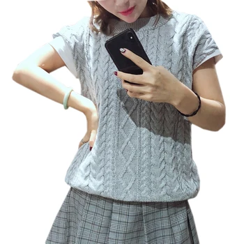 

New High Quality Knitted Sweater Women Warm Fashion Wool Vest Sleeveless Pullover Sweter Womens Top Russian Hot Fall Winter