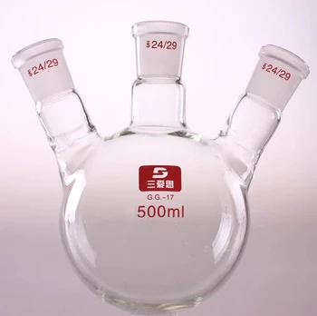 

Three head round-bottomed flask flask mouth straight bevel reaction flask 500ML/24 * 3