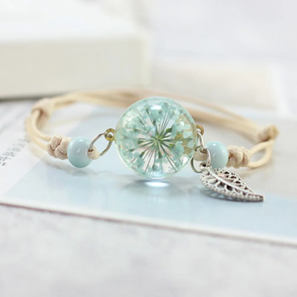 

New Creative Real Dry Flower Weave Adjustable Bracelets Bangle Personality Chic Special