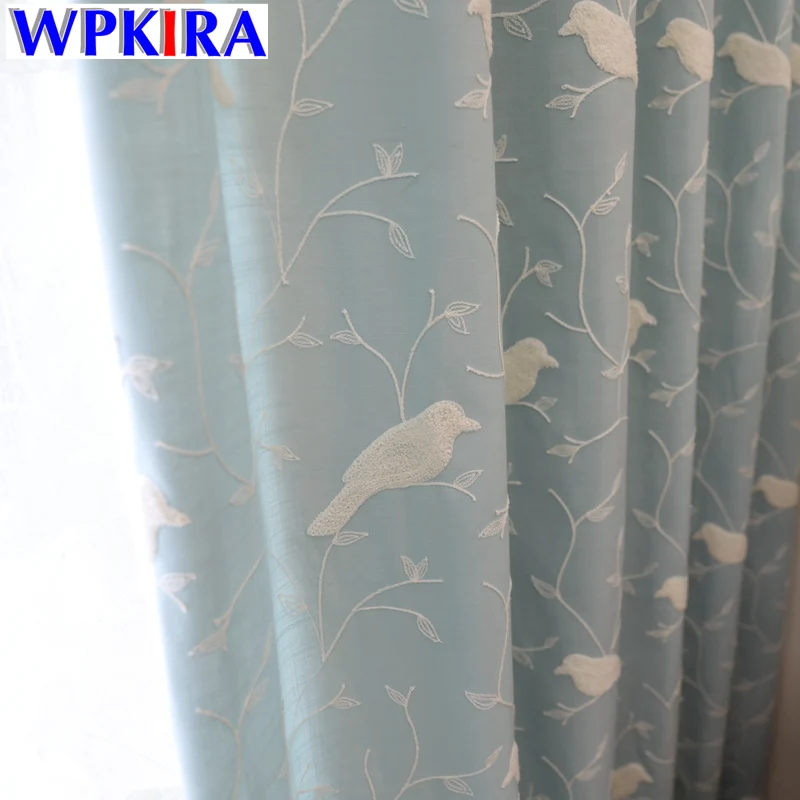 

Flower Bird Pattern Rustic Embroidered Curtain Home Decoration Modern Curtain Window Blinds American Style Curtains WP315-30